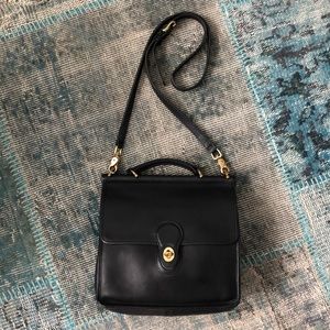 COACH Willis unisex bag black vintage leather crossbody bag
